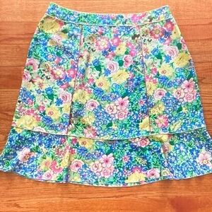 Sag Harbor Floral A-Line Skirt - Blue, Pink, Yellow